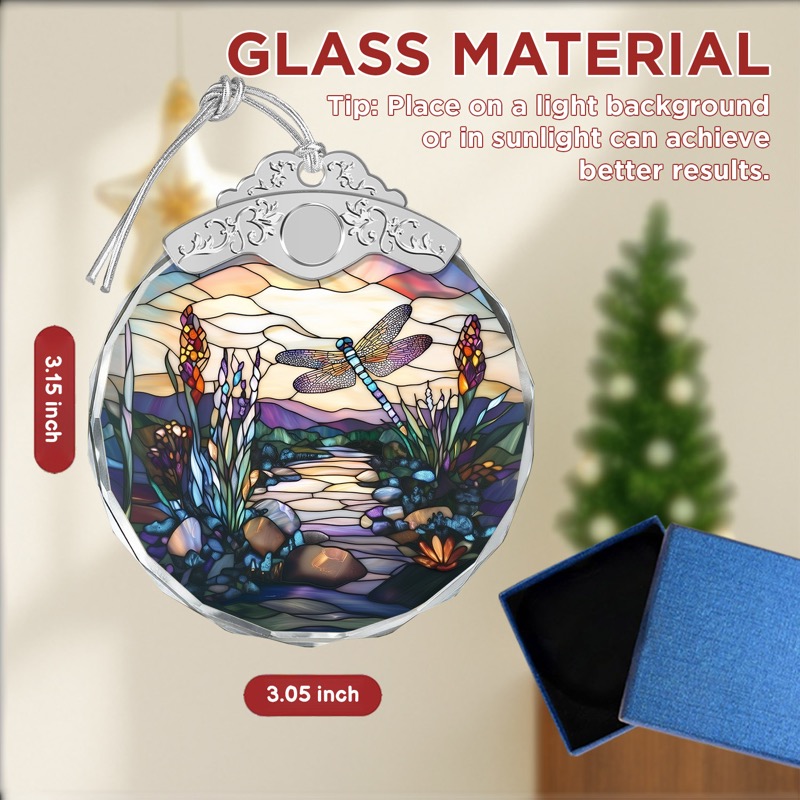 Dragonfly Garden - Stained Glass Crystal Ornament