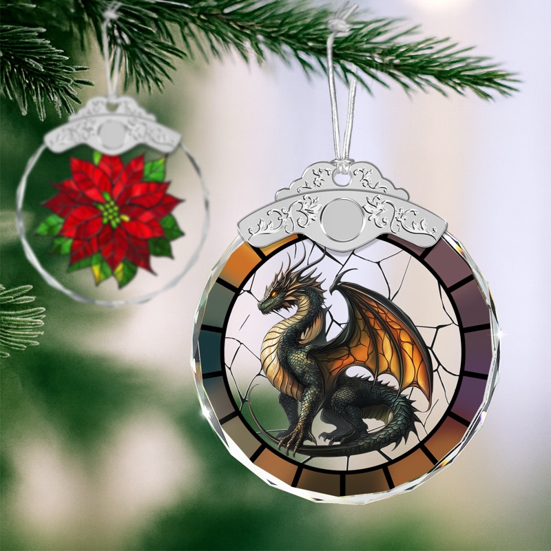 Majestic Dragon - Stained Glass Crystal Ornament