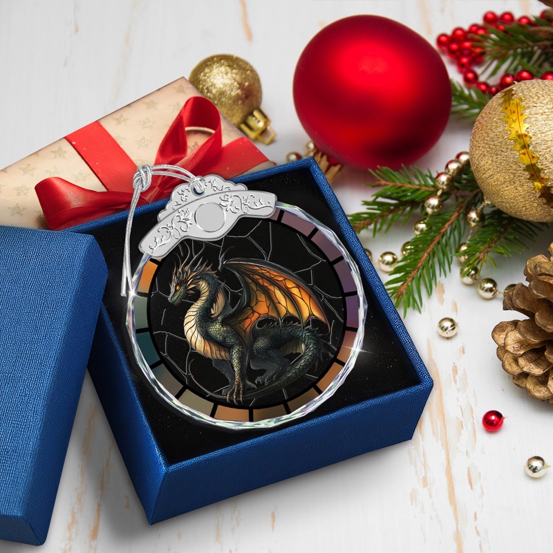 Majestic Dragon - Stained Glass Crystal Ornament