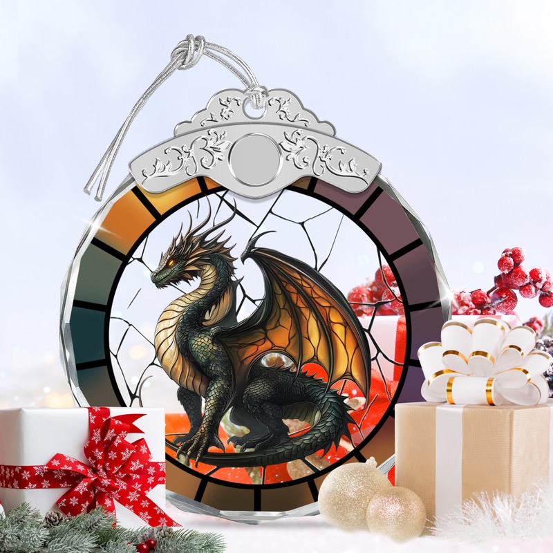 Majestic Dragon - Stained Glass Crystal Ornament