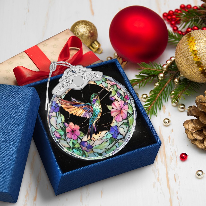 Hummingbird - Stained Glass Crystal Ornament
