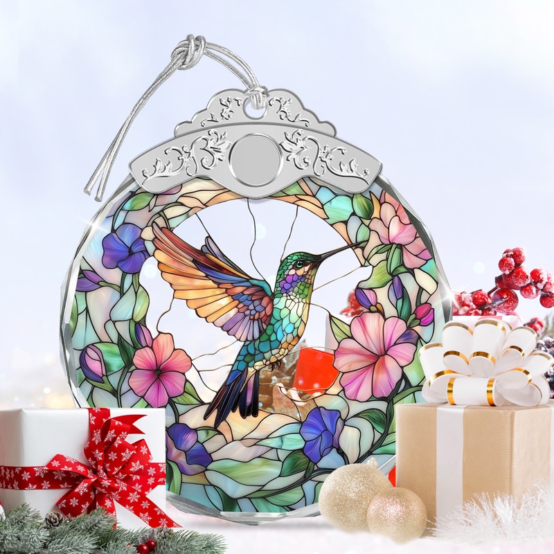 Hummingbird - Stained Glass Crystal Ornament