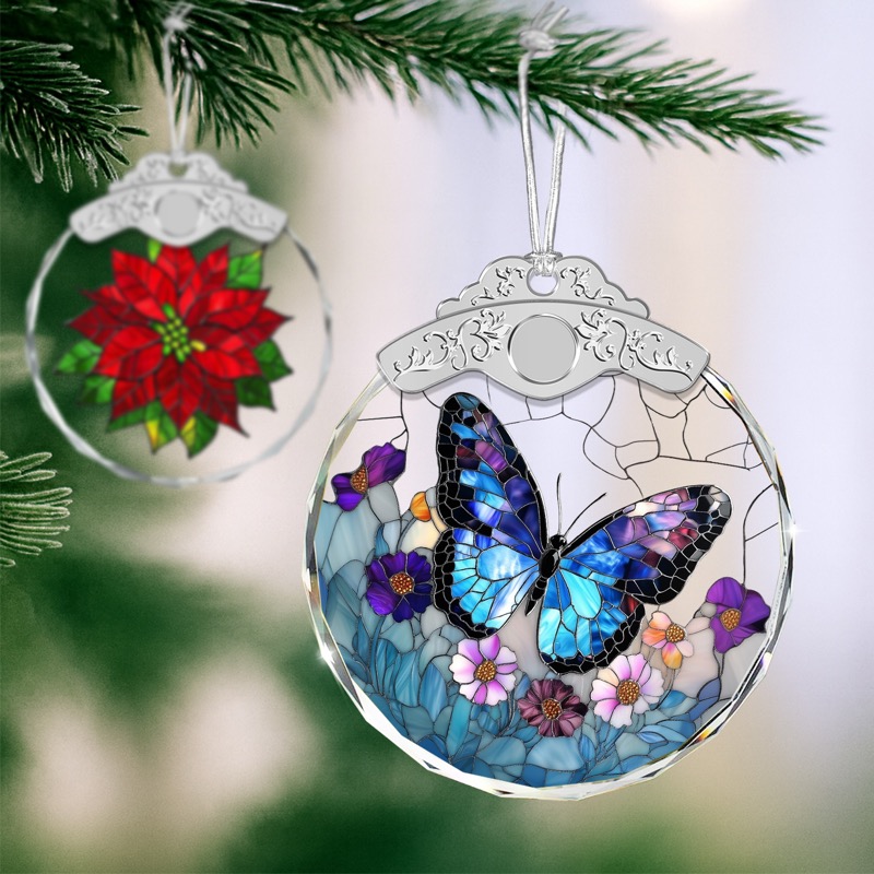Blue Morpho Butterfly - Stained Glass Ornament