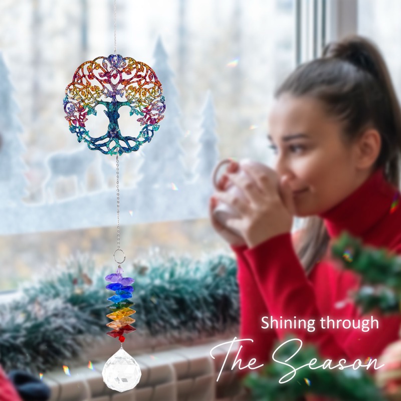 Tree of Life - Stained Glass Crystal Suncatcher