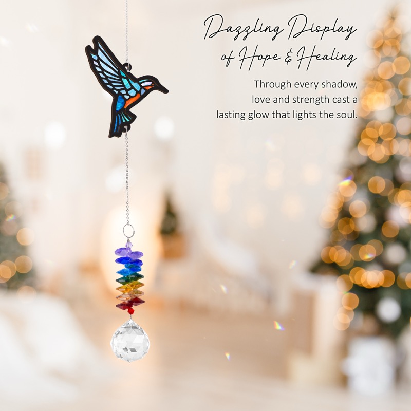Hummingbird - Stained Glass Crystal Suncatcher