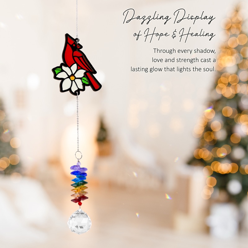 Red Cardinal - Memorial Crystal Suncatcher