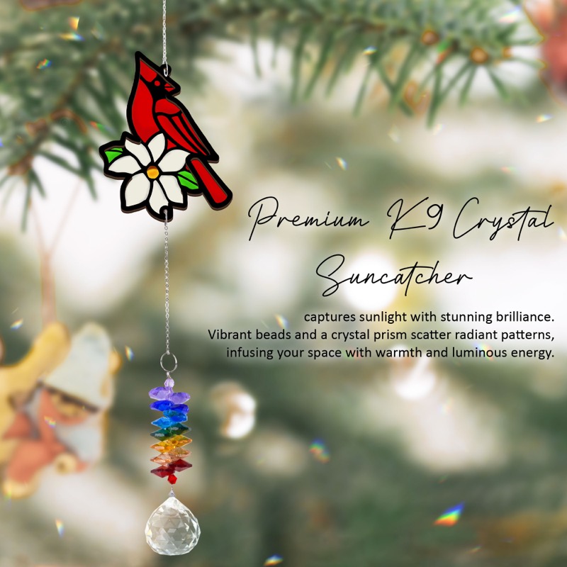Red Cardinal - Memorial Crystal Suncatcher