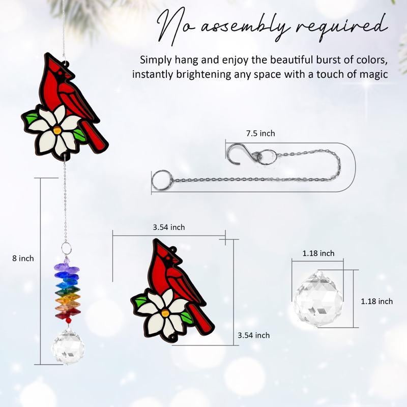 Red Cardinal - Memorial Crystal Suncatcher